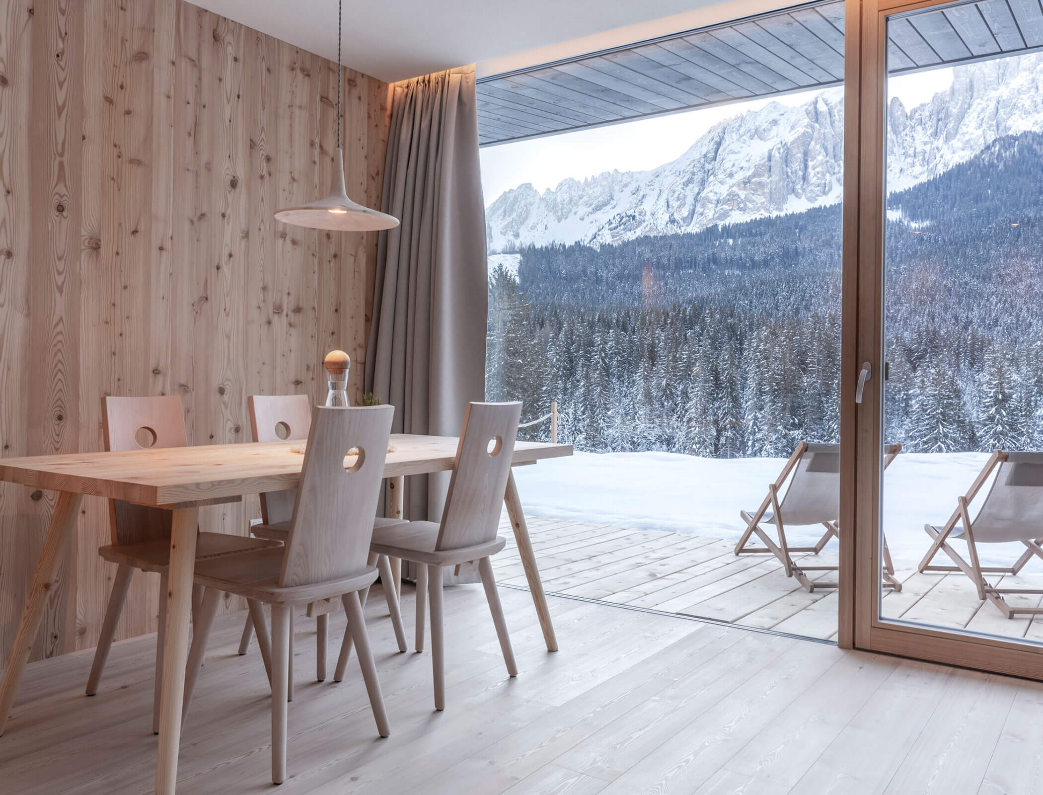 Lodge Diamantidi - Wohnraum im Winter
